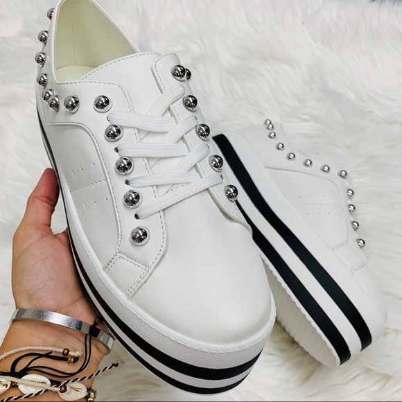 White striped platform sneaker - Picture 4 of 6